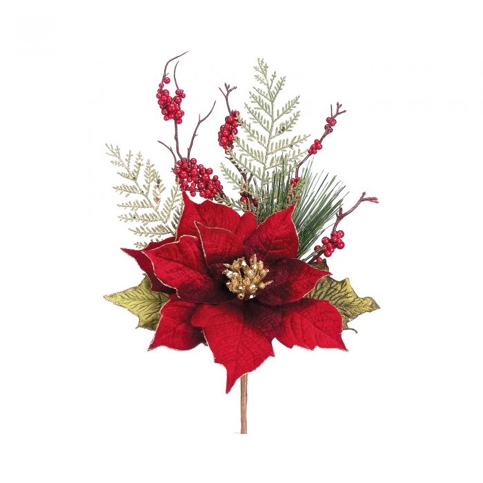 Шишки, ветки и цветы декоративные новогодние